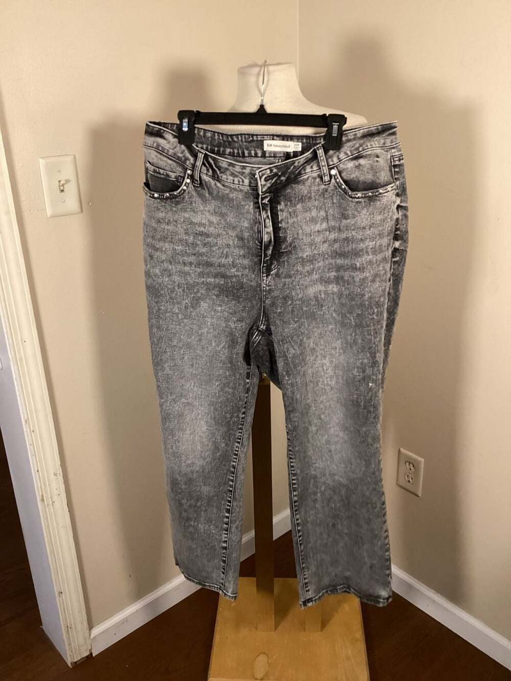 RM Rebecca Minkoff Grey Acid Wash High Rise Straight Leg Jeans Size 20W